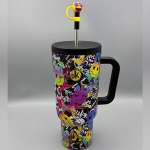 Very Rare Meoky 40oz Black Emoji Tumbler – Limited Edition Stainless Steel Cup